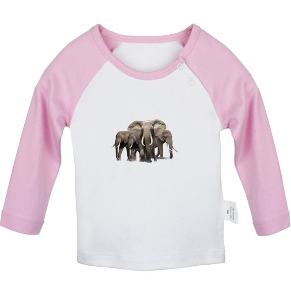 Waiting For Milk Funny T shirt For Baby, Newborn Babies Animal Elephant T-shirts, Infant Tops, 0-24M Kids Graphic Tees Clothing (Long Pink Raglan T-shirt, 6-12 Months)