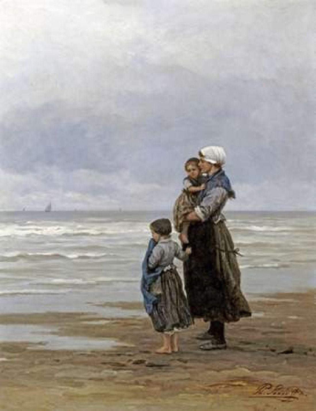 Waiting For The Boats Canvas Art - Philippe Lodowyck Jacob Frederik (22 x 28)