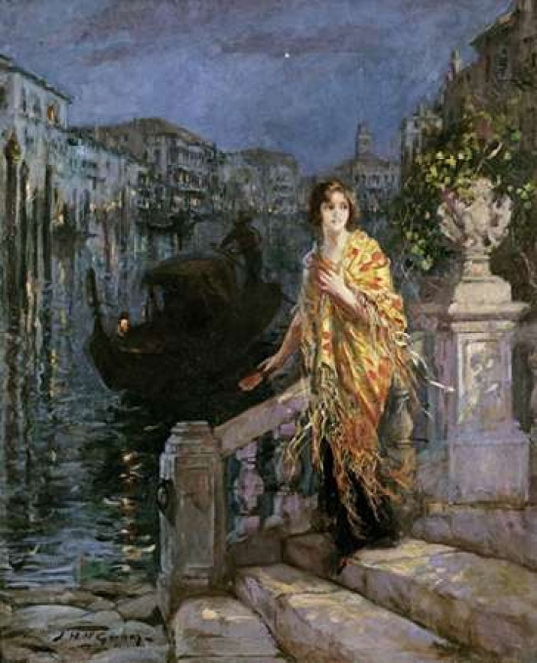 Waiting For The Gondola Canvas Art - Jessie M McGeehan (24 x 30)