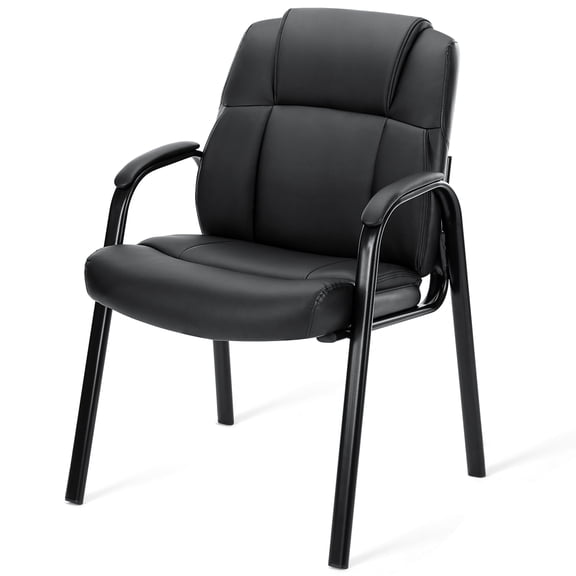 Waiting Room Chair Reception Chair Office Guest Chair, Executive Office Chair PU Leather Desk Chair No Wheels, Lobby Chair Conference Room Chair with Padded Arms