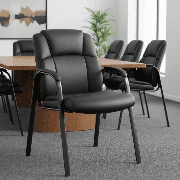 Waiting Room Chairs, 1 PCS PU Leather Office Reception Guest Chair with Padded Arms for Home Office, Conference, Lobby, Medical Clinic Elderly Student