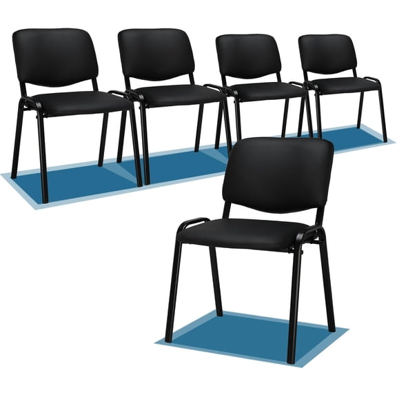 Waiting Room Chairs, 5-Pack PU Church Conference Stackable, Office Guest Chairs & Reception Stacking Chair for Meeting Room, Office Lobby, Simple&Space-Saving