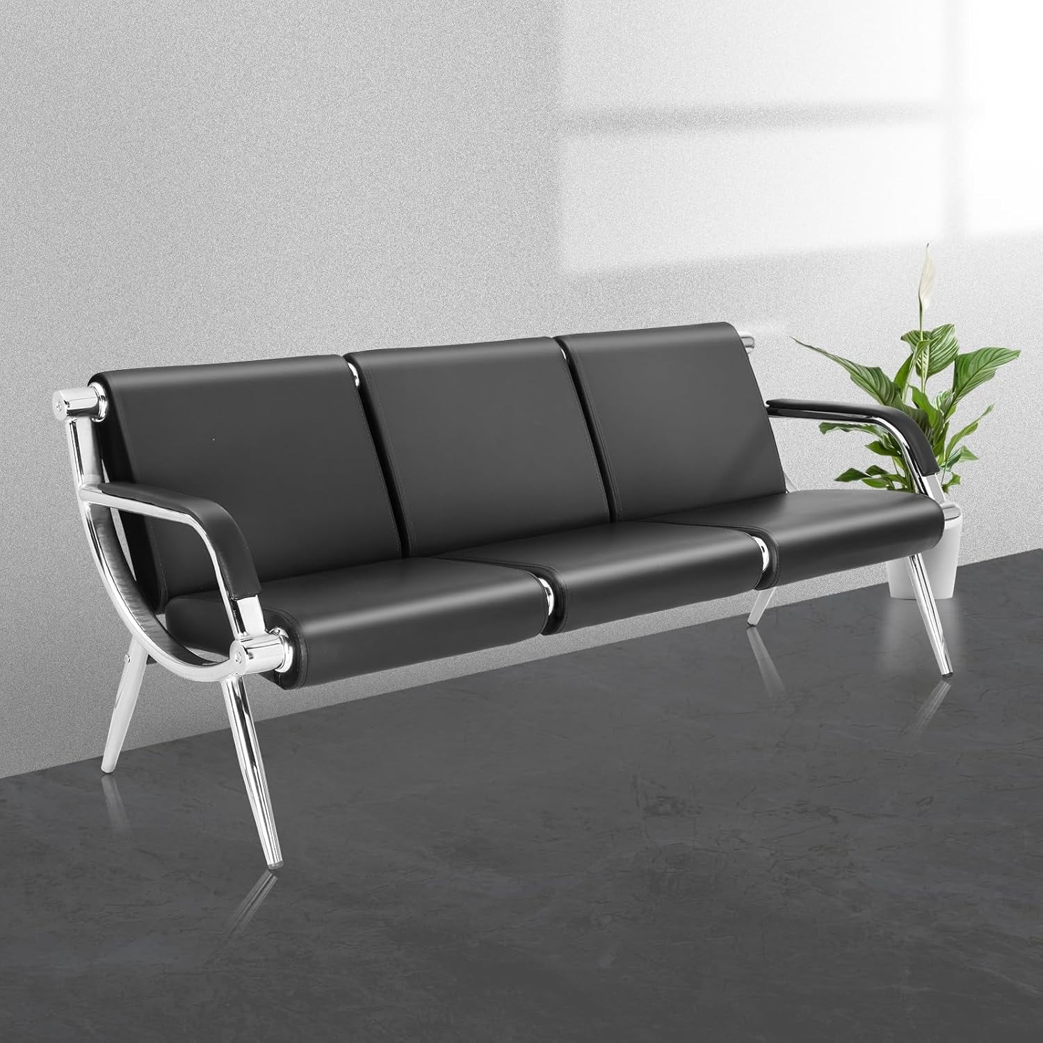Waiting Room Chairs with Arms Office Guest Chair, PU Leather Lobby ...