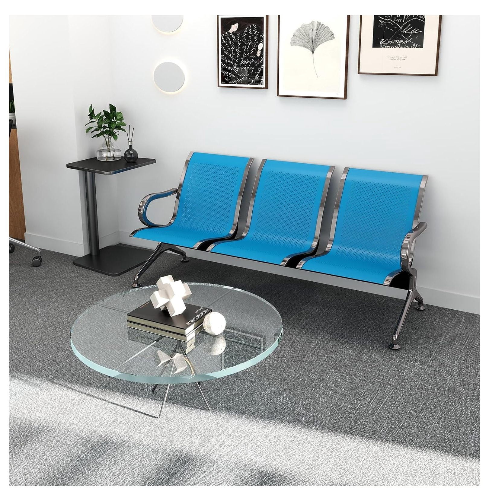 Sentado Reception Seating Waiting Room Guest Chair 3 Seat, Airport Reception Chairs with Arms ...