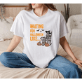 thumbnail image 1 of Waiting for Halloween Like Skeleton Funny Quote Casual Graphic Print Spooky Unisex T-Shirt, for men & women, up to size 5XL, 1 of 2