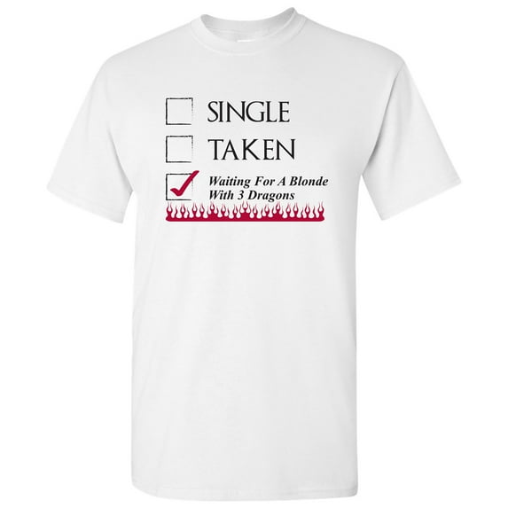 Waiting for a Blonde with 3 Dragons - Medieval TV Show T Shirt - 3X-Large - White