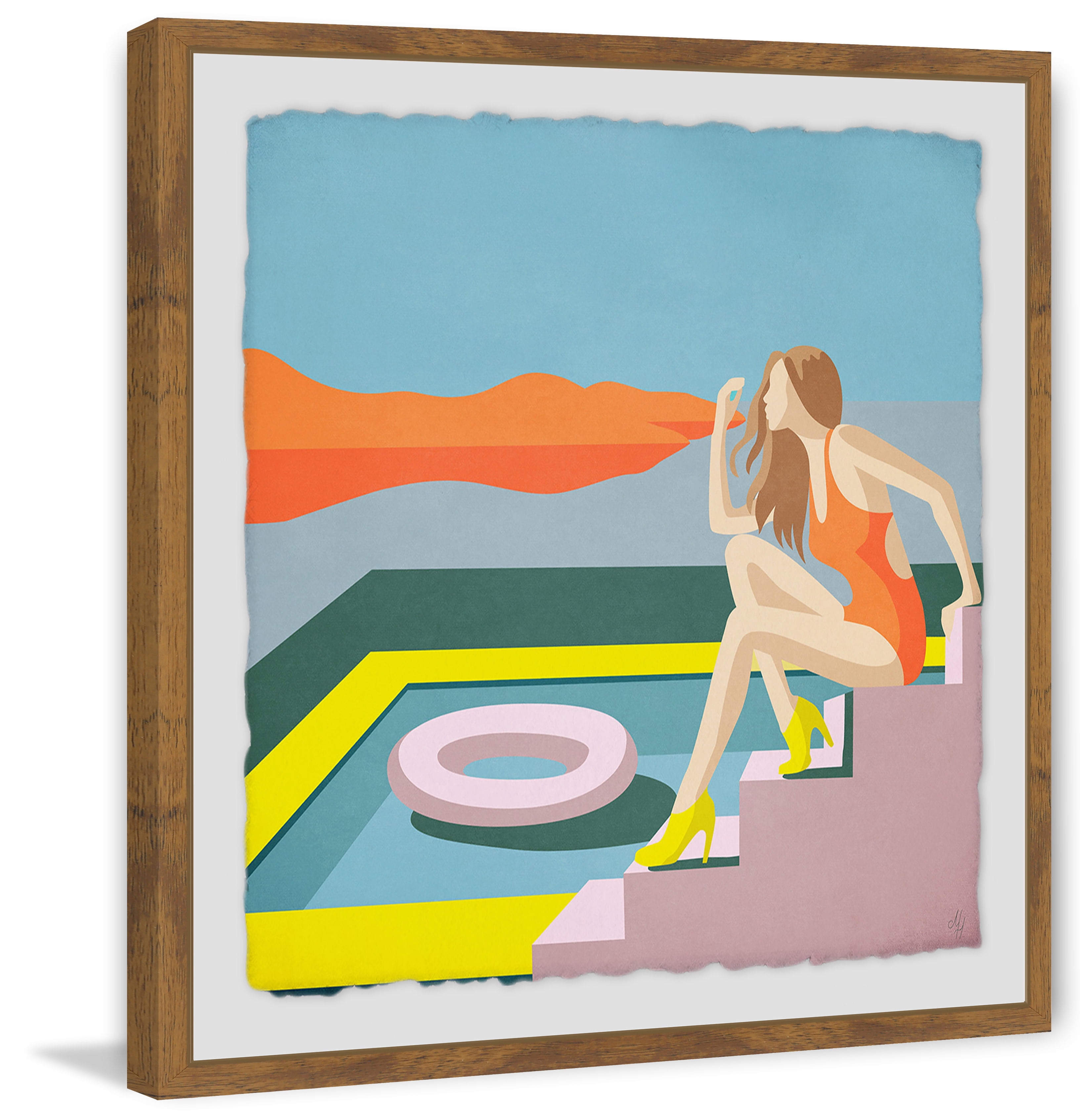 Waiting on the Steps Framed Painting Print