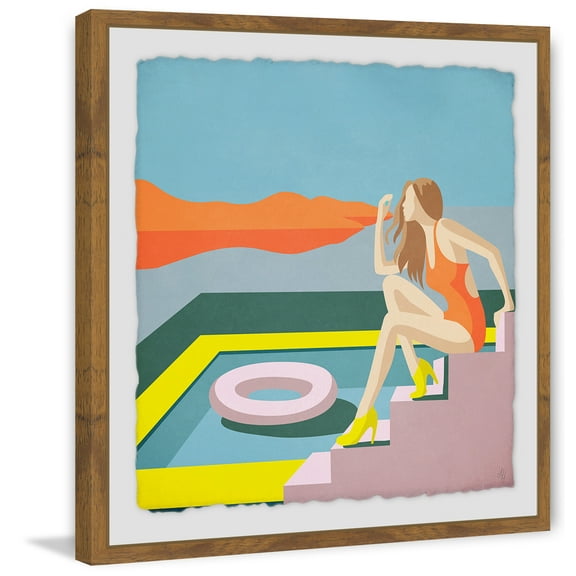 Waiting on the Steps Framed Painting Print