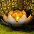 thumbnail image 1 of Waitmin LED Solar Powered Waterproof Lotus Light, Cracked Glass Ball for Garden, Pathway, Lawn, Patio, Yard, 1 of 8