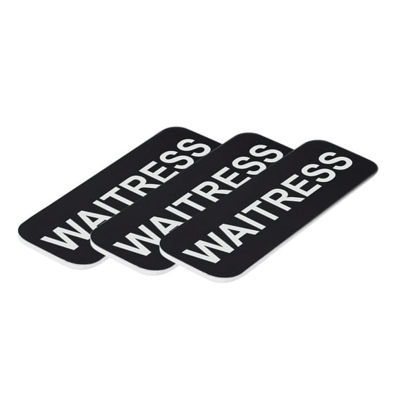 Waitress 1 x 3" Name Tag, Black (3 Pack)