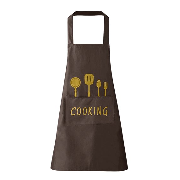Waitress Apron with Pockets, 28X34 In, Cotton Poly Blend, Cooking Themed Print, Black and Gold Kitchen Accessories, Home & Kitchen Essentials, Black Kitchen Accessories, 1 Pc