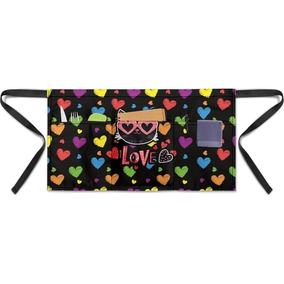 Waitress Apron with Pockets Half Waist Aprons Server Aprons for Women Men