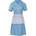 thumbnail image 1 of Waitress The Musical Style Blue Waiter Maid Dress Uniform Outfit with Apron for Women, 1 of 7