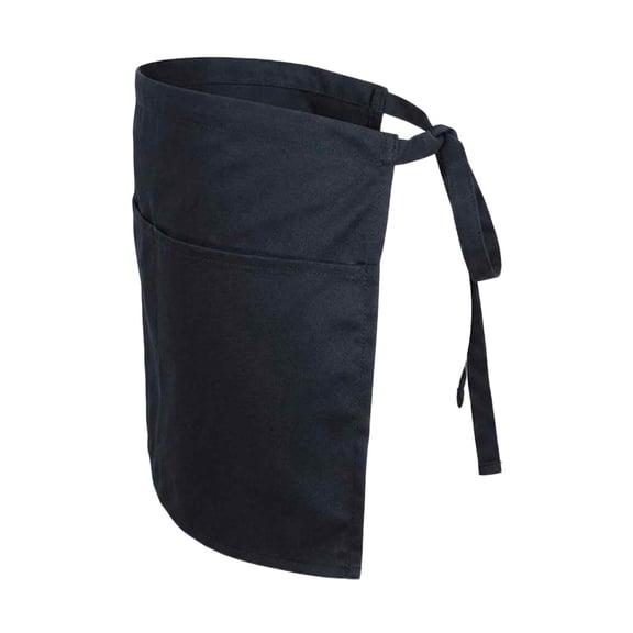 Waitress Waiter Server Bistro Waist Apron with 3 Pockets, Kitchen Chef Half Aprons for Meal-Prep, Durable Reusable Unisex Waist Apron Waiter Server Short Aprons for Restaurant, 1Pc(Black,23.6x11")