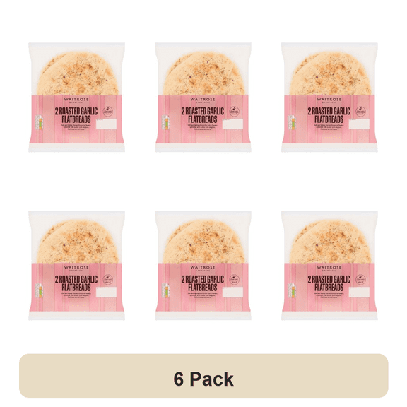 Waitrose 2 Roasted Garlic Flatbreads 2 x 100g (Pack of 6)