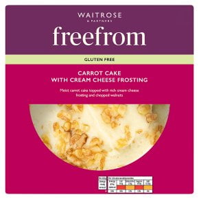Waitrose Free From Carrot Cake with Cream Cheese Frosting 500g (Pack of 2)