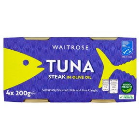 Waitrose MSC Tuna Steak in Olive Oil 4 x 200g (Pack of 2)