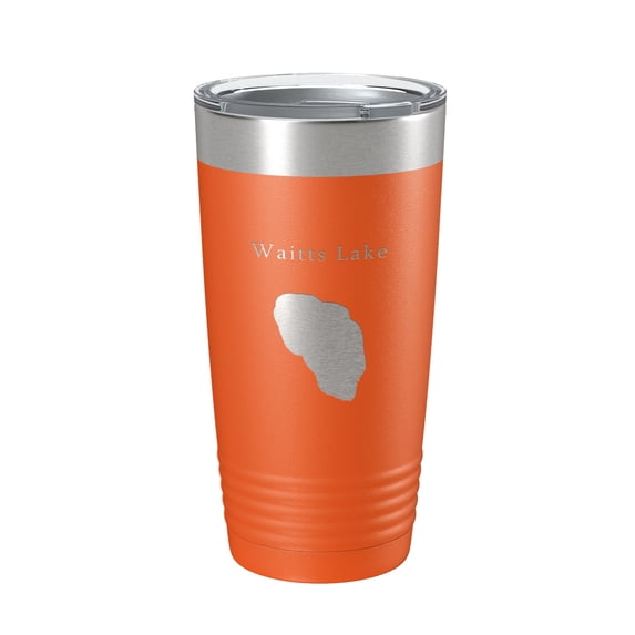 Waitts Lake Map Tumbler Travel Mug Insulated Laser Engraved Coffee Cup Washington 20 oz Orange