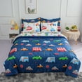thumbnail image 1 of Wajade Cartoon Cars Comforter Set Bed in A Bag 7 Piece Bedding Set -Colorful Cars Bus Bedding Set for Boys Kids (1 Comforter, 1 Flat Sheet, 1 Fitted Sheet, 2 Pillowcase and 2 Pillow Sham, Full Size), 1 of 6