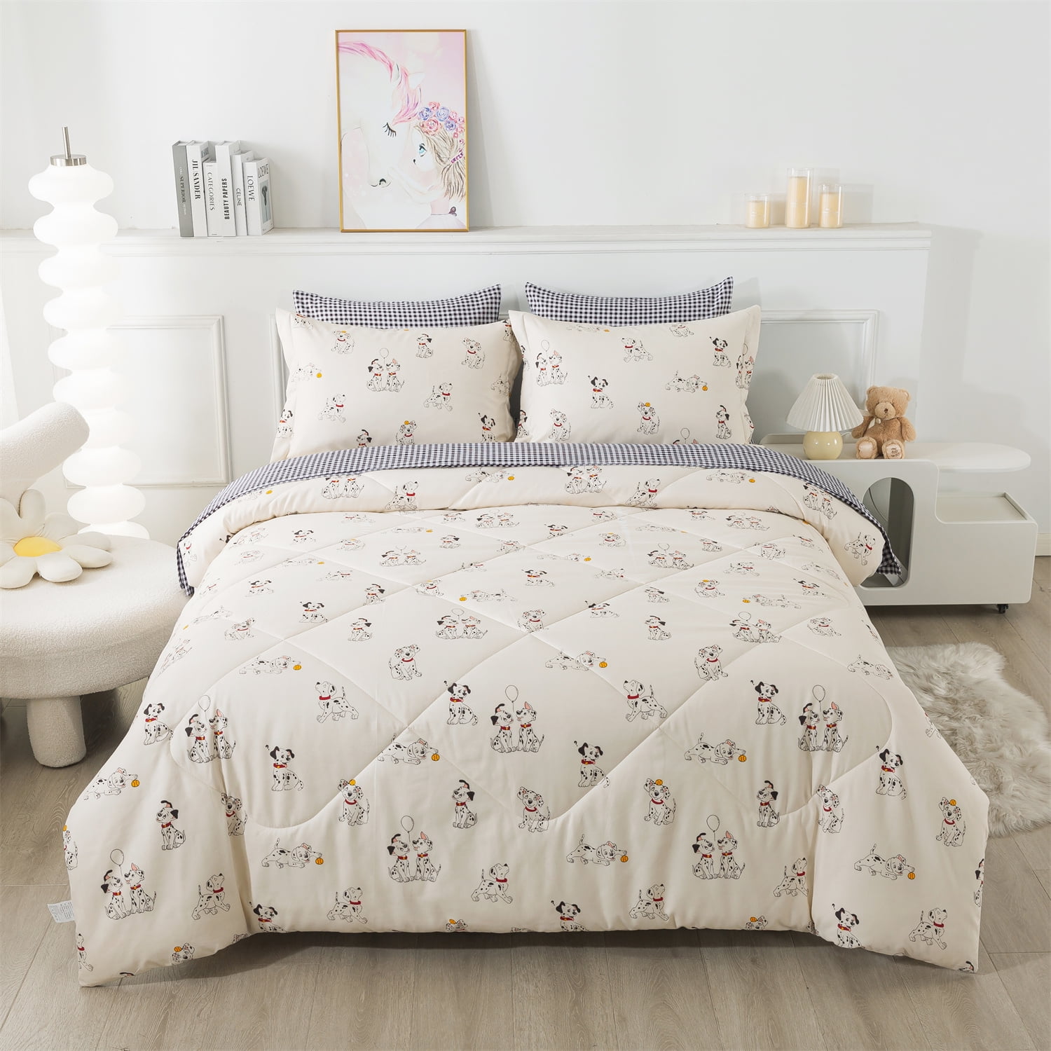 Wajade Full Size 7Piece Comforter Set for Kids, Puppy Design Bed in A