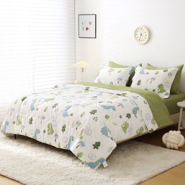 Wajade Kid Boys Dinosaur Comforter Set 7 Piece Bed in a Bag Full Size