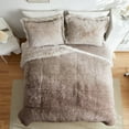 thumbnail image 1 of Wajade Ombre Shaggy Comforter Set Fluffy Fuzzy Faux Fur Bedding Set (1 Comforter + 2 Pillow Shams, Coffee Ombre, Queen Size), 1 of 6