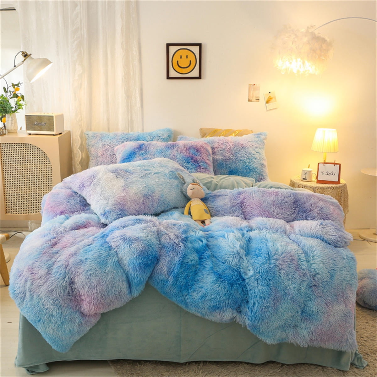 Blue fuzzy online comforter