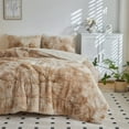 Wajade Full Furry Plush Comforter Set 3PC Faux Fur Bedding Set, Microfiber Soft Warm Quilt