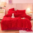Wajade Plush Shaggy Duvet Cover Set 3 Piece Faux Fur Duvet Cover