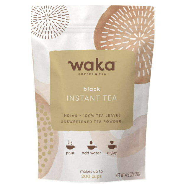 Waka Black Tea Powder, 100 Tea Leaves and Unsweetened, 4.5 oz Bag
