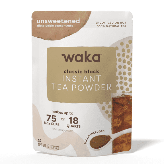 Waka Instant Black Tea Mix, Classic - 100% Tea Leaves, No Additives, Unsweetened Powder for 18 Quarts or 75 Cups (1.7oz)