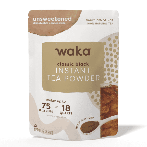 Waka Instant Black Tea Mix, Classic - 100% Tea Leaves, No Additives, Unsweetened Powder for 18 Quarts or 75 Cups (1.7oz)
