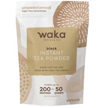Waka Instant Black Tea Mix, Classic - 100% Tea Leaves, No Additives, Unsweetened Tea Powder for 50 Quarts or 200 Cups – Easy Quick Hot and Iced Teas (4.5oz)