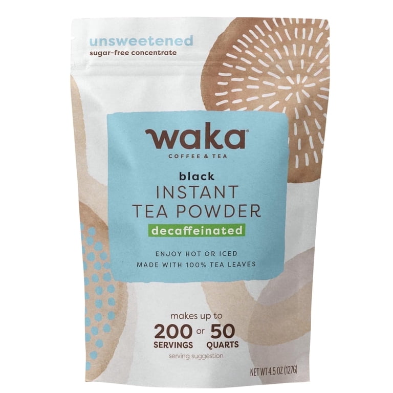 WAKA Decaf Tea Powder, 100% Black Tea Leaves, Unsweetened, No