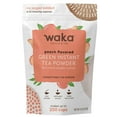 Waka Instant Green Tea Mix, Peach Flavored 100 Tea Leaves, No