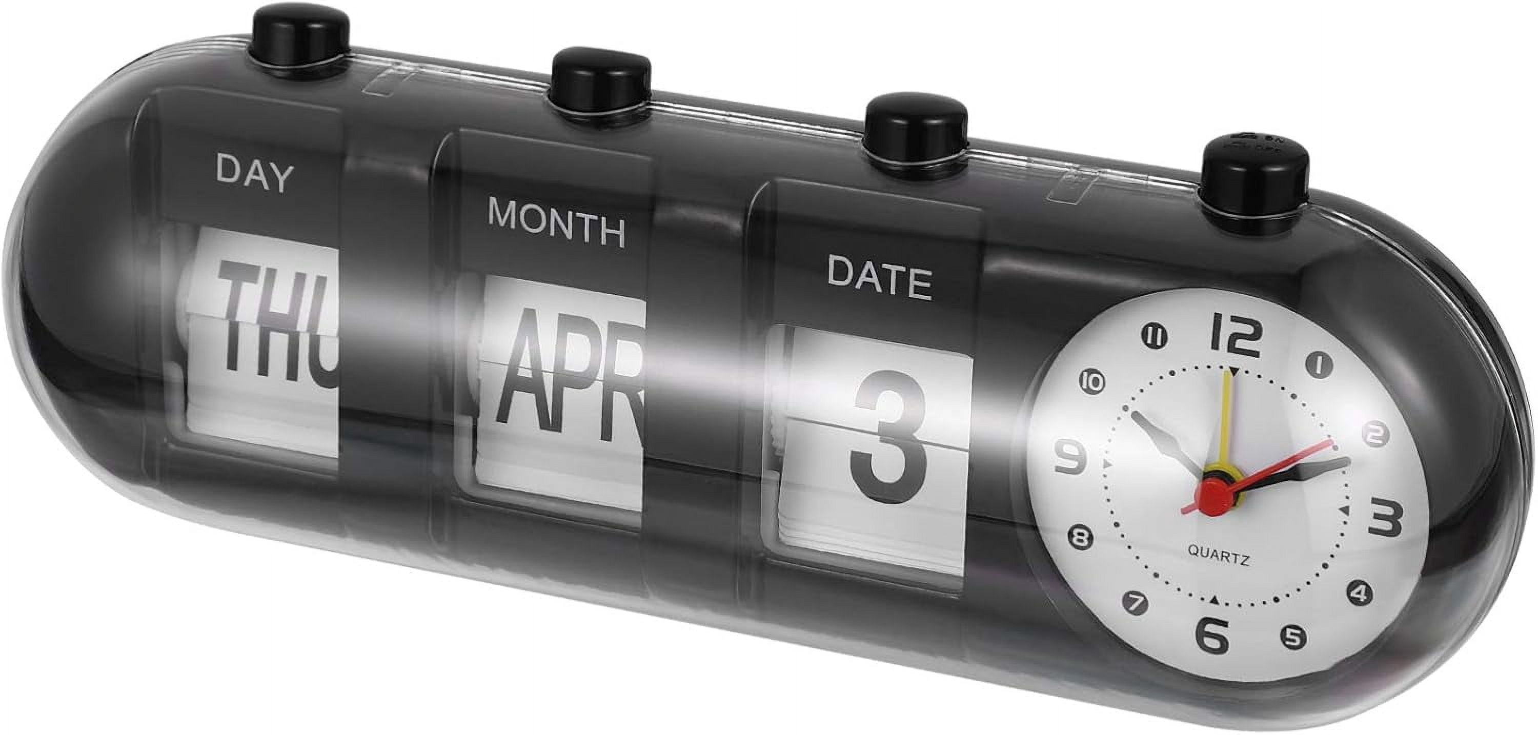 Wakauto Perpetual Desk Calendar with Clock Manual Flip Desktop Calendar ...