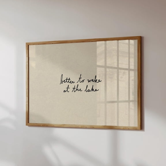 Wake At The Lake Neutral Lakehouse Horizontal Decor Wall Art