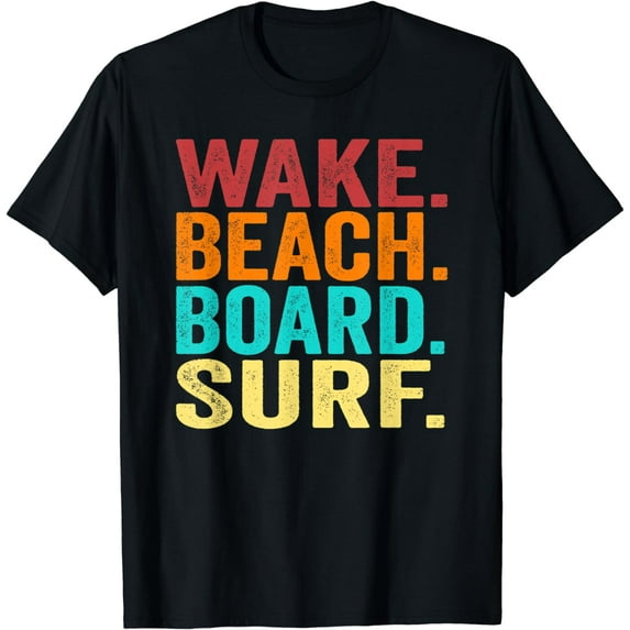 Wake Beach Board Surf Beach Surfing Vintage Surfer T-Shirt