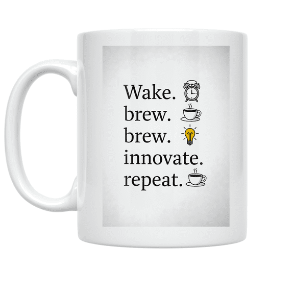 Wake Brew Innovate Repeat - Startup Enthusiast - 11 oz Ceramic Coffee Mug