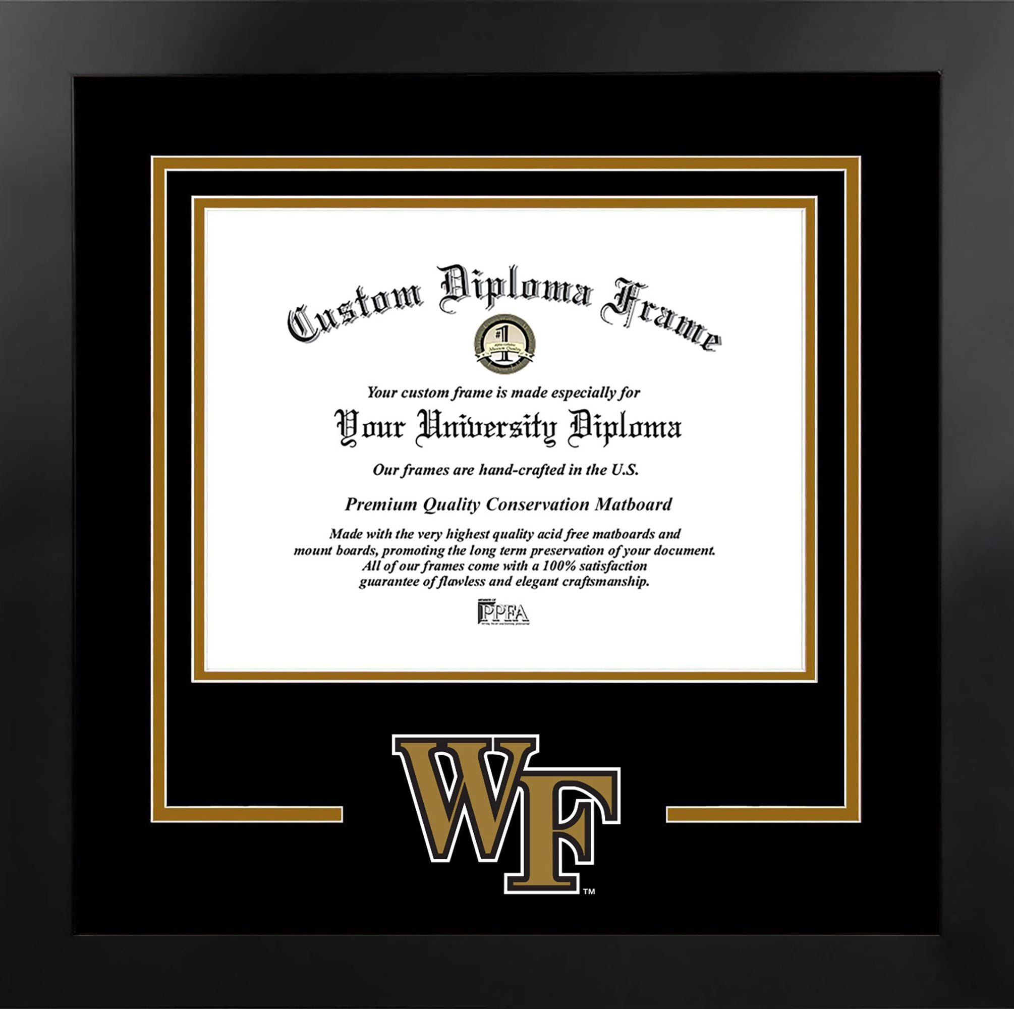 Wake Forest Demon Deacons 14w x 11h Spirit Diploma Manhattan Black Frame with Bonus Campus Images Lithograph (value savings $59)