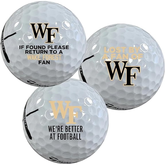 Wake Forest Demon Deacons Logo Edition Officially Licensed NCAA Taylormade Distance+ Golf Balls 12-Pack (Dozen)