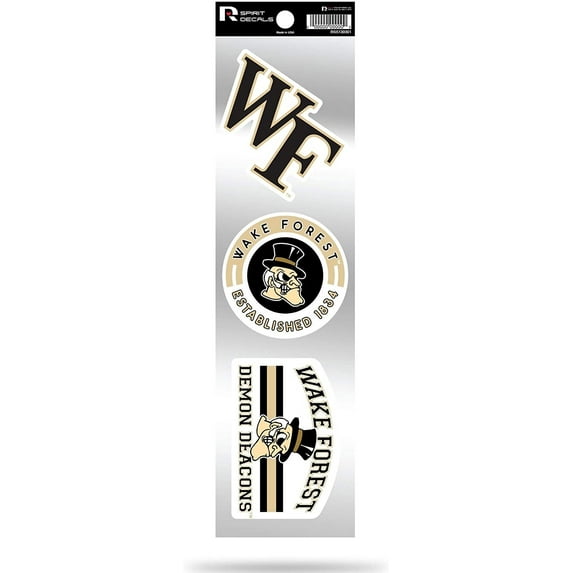 Wake Forest Demon Deacons Triple Retro Throwback Spirit Decals Flat Vinyl Auto Home Sticker Sheet University of