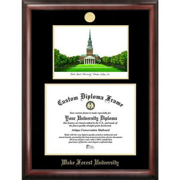 Wake Forest University 11" x 14" Gold Embossed Diploma Frame with Campus Images Lithograph
