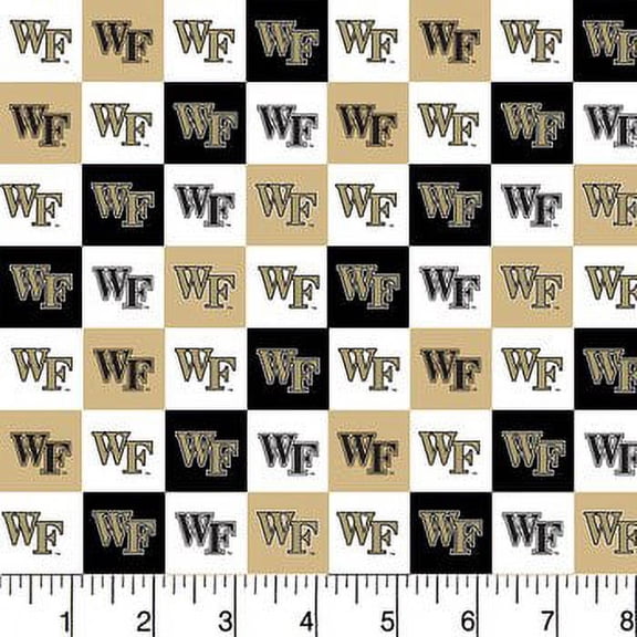 Wake Forest University Cotton Fabric with Collegiate Check Pattern-Sold by the Yard