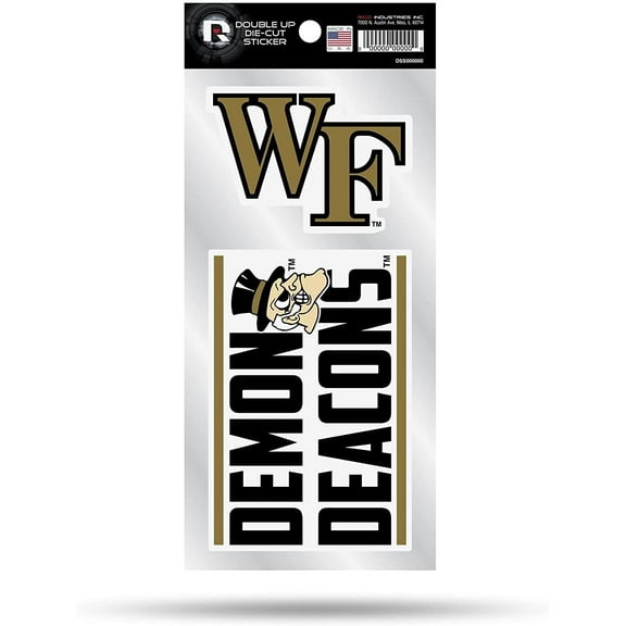 Wake Forest University Demon Deacons Double UP 2-Pack Decal Sheet Slogan Sticker 3 Inch Decals Auto Home