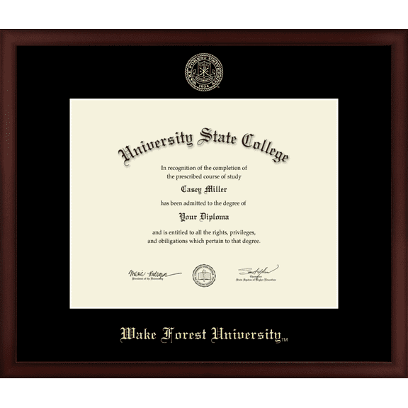 Wake Forest University Diploma Frame, Document Size 14" x 11"