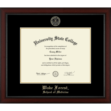 Wake Forest University School of Medicine Diploma Frame, Document Size 14" x 11"