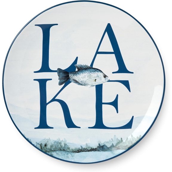 Wake at the Lake 11-Inch Dinner Plate, Rustic Lakeside-Inspired Design, Durable Ceramic, Dishwasher & Microwave Safe, Elegant Nature-Themed Tableware for Everyday Dining & Entertaining