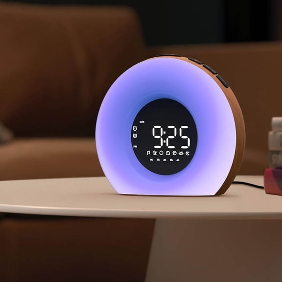 Wake Up Light Sunrise Alarm Clock for Bedroom Sunrise Sunset Simulation Natural Sounds Colors Night Light Dual Alarms and Snooze Sleep Aid (Wood Grain)