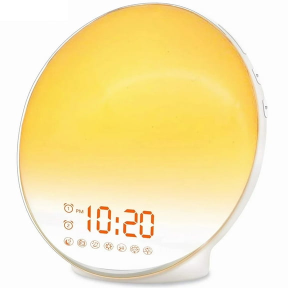 Wake Up Light Sunrise Alarm Clock ,Heavy Sleepers,Bedroom,with Sunrise Simulation,Sleep Aid,Snooze, Nightlight,Daylight,7 Colors,7 Natural Sounds,Ideal Gift